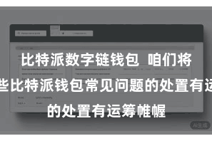比特派数字链钱包  咱们将先容一些比特派钱包常见问题的处置有运筹帷幄